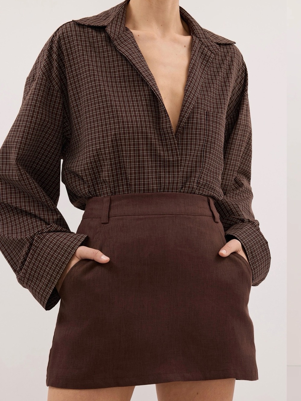 DISSH Evie Cocoa Linen Skort